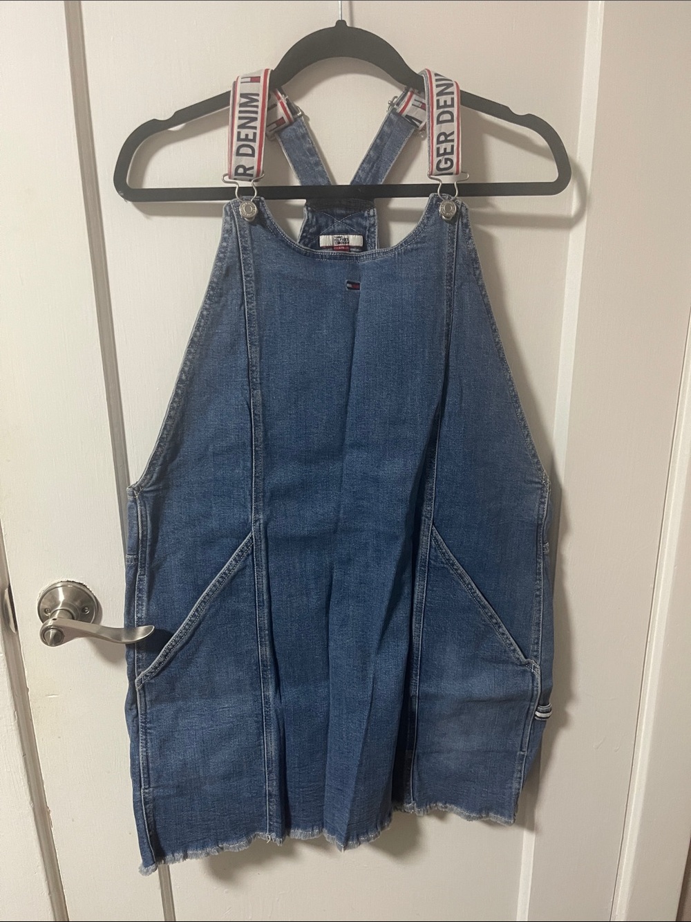 Tommy Hilfiger Women’s Blue Denim Overall Dress with Branded Straps